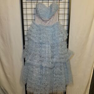 Vintage Fitted Ruffle Lace Dress